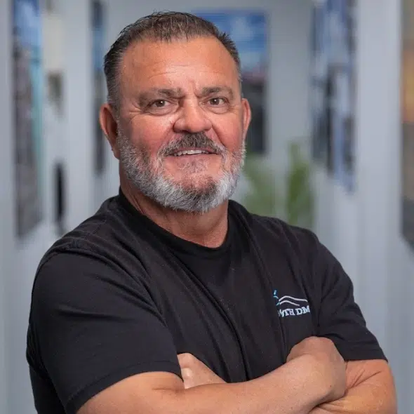 Portrait banner featuring the lead dental practitioner
